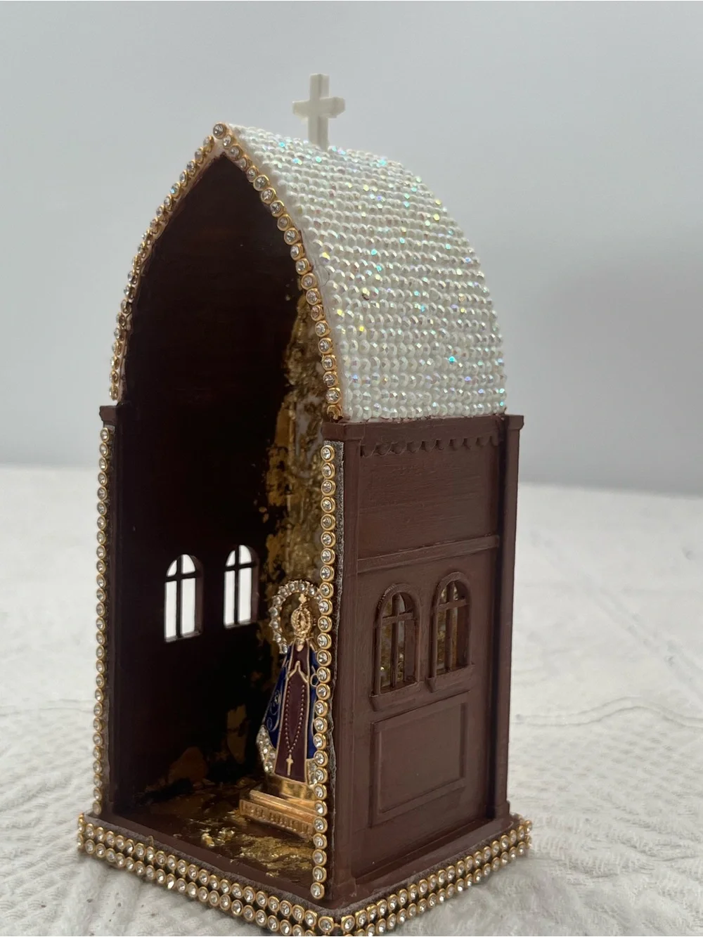 Handmade devotional Shirne featuring Our Lady of Aparecida | home decor